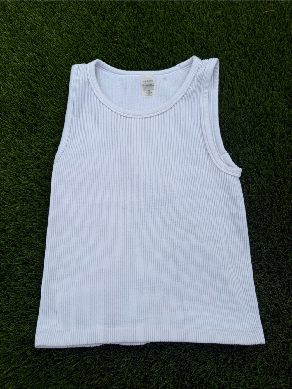 Aritzia Sunday Best White Ribbed tank